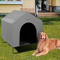 Zooba 42" Outdoor Dog House for Large Breeds: Weatherproof 600D PVC Canopy, Breathable Elevated XL Kennel Bed