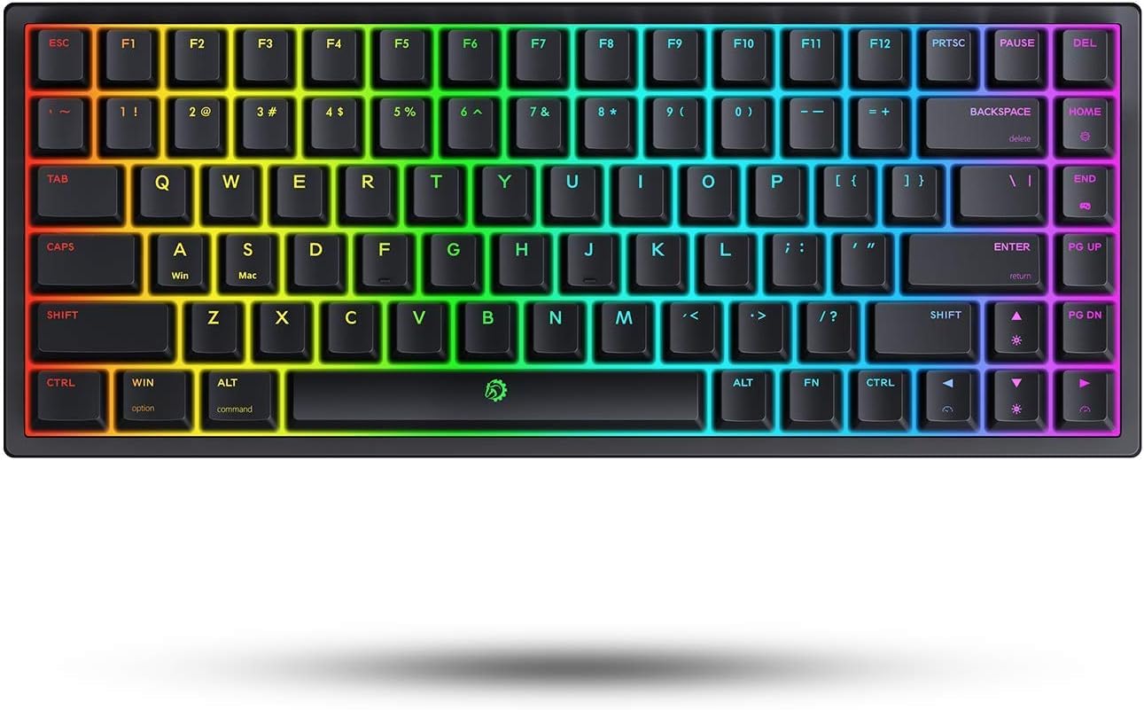 DREVO Gramr 84 Key Rainbow Backlit Mechanical Gaming Keyboard USB Wired 75% TKL Keyboard Red Switch, Black