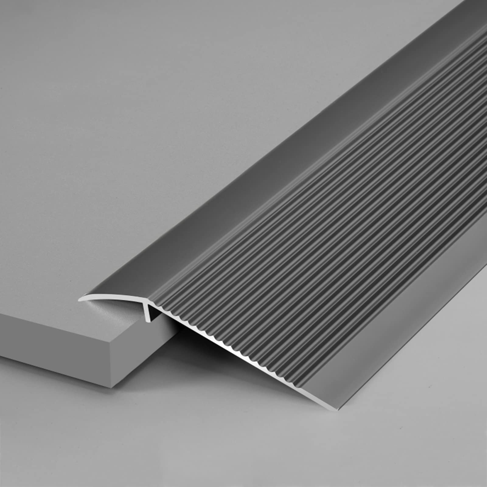 Remys Dark Grey Wood To Laminate/Carpet To Tile,Transition Strip 4" Transition Strip Edge Ramp Aluminum, Scratch-Resistant Reducer Threshold Bar, Cuttable Easy To Clean(Dark Grey)