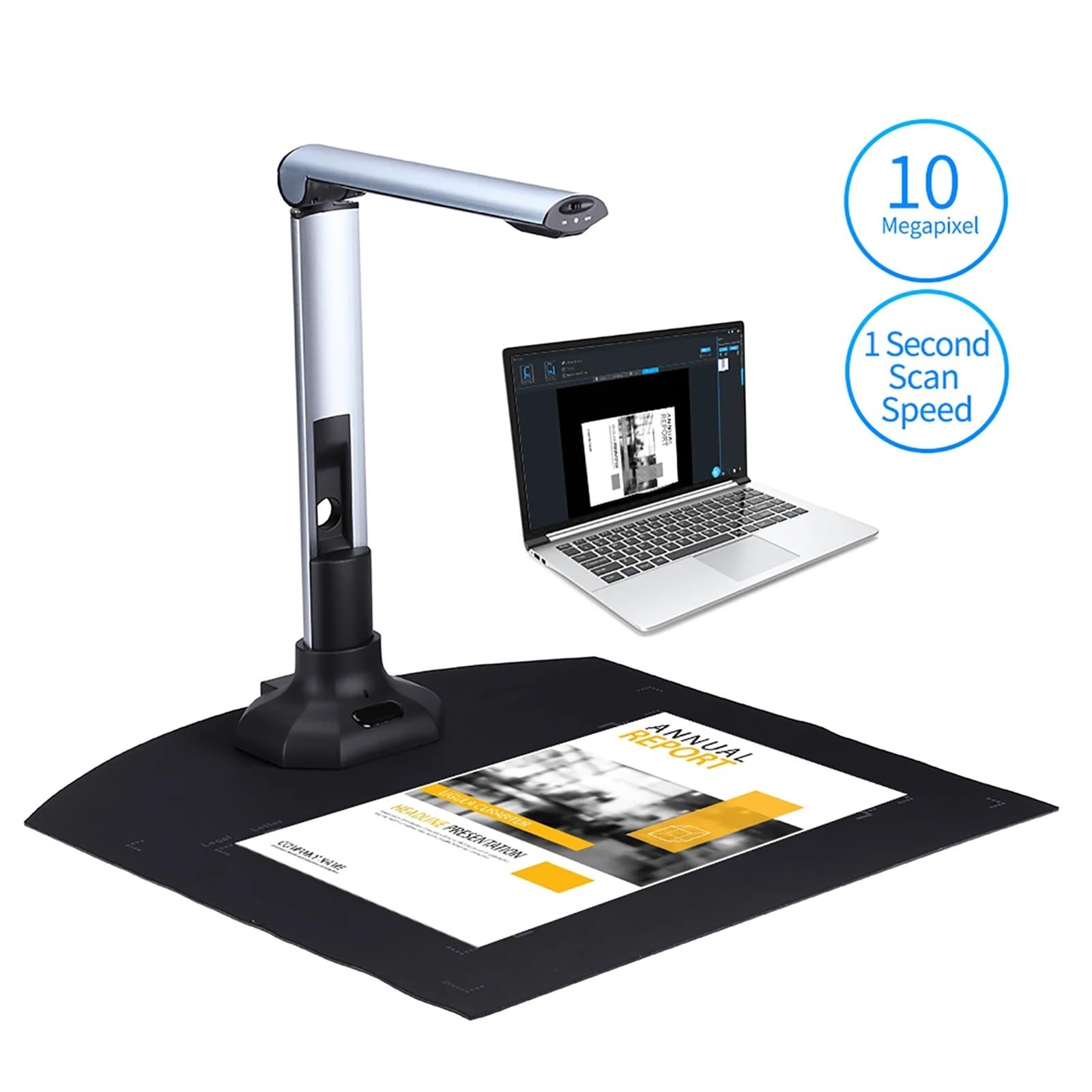 Scanner for documenti portatile pieghevole HD da 10 MP for fatture, carte d'identità, libri, riviste, scanner for ad alta velocità