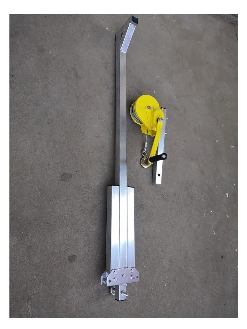 Air Conditioner Outside Installation Lifting Tool, Hand Winch + Galvanized Folding Hanger, Manual Crane Tool MINGPING(Rope 66FT)