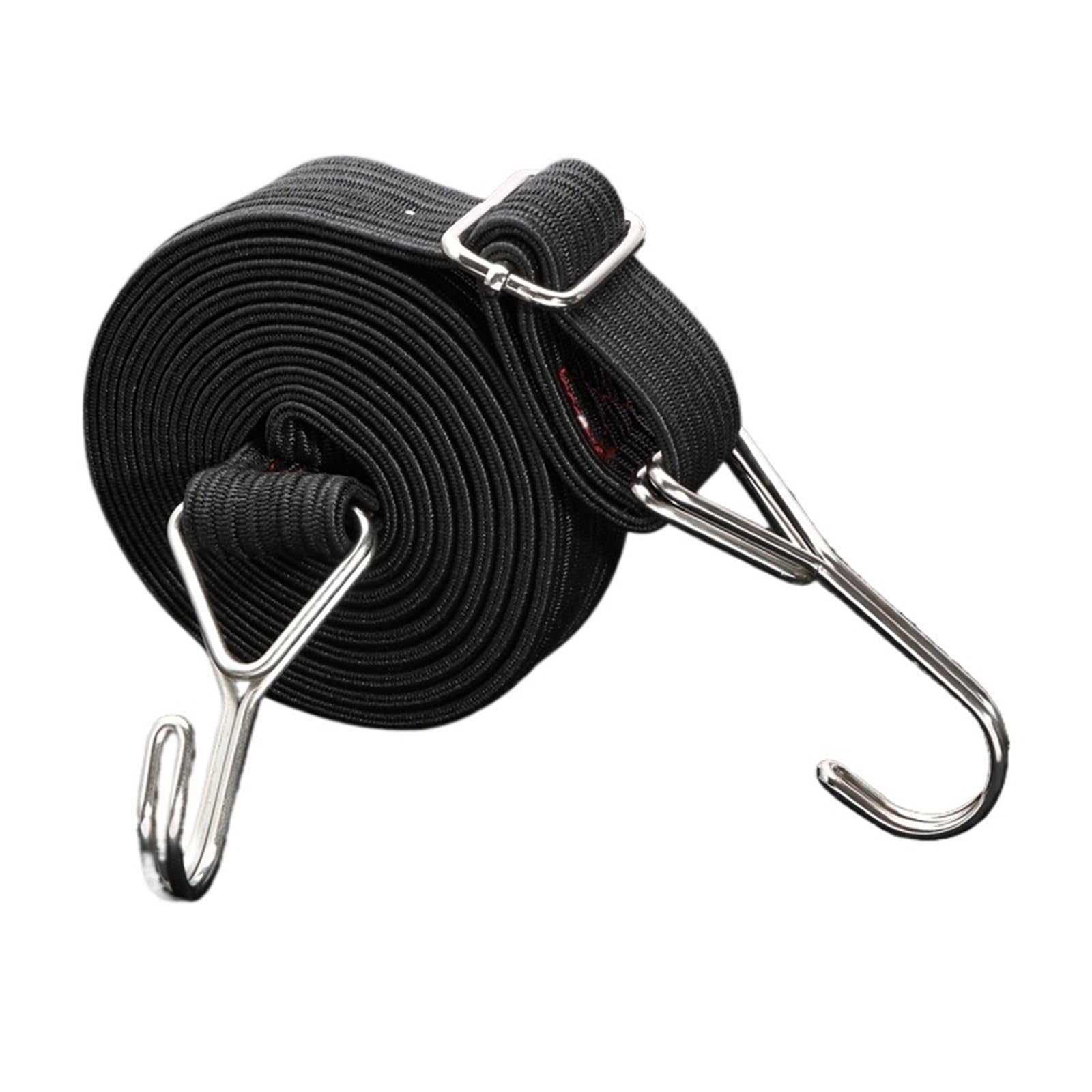 5 corde elastiche con ganci da 1/2/3/4/5 m, cinghie elastiche regolabili for portapacchi da tetto for bici, campeggio(Black,5m/19.69ft)