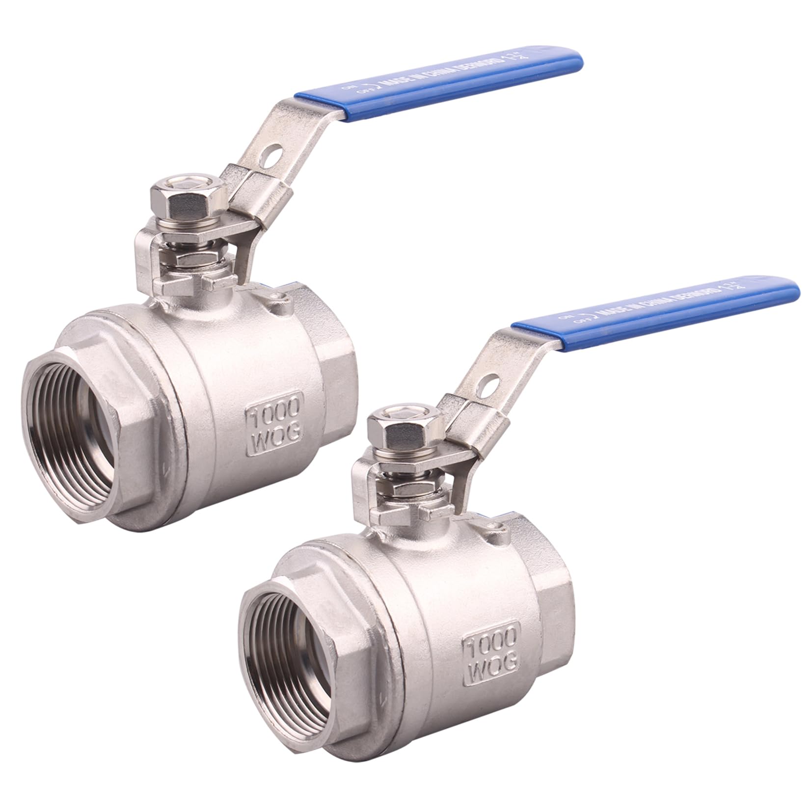 Válvula de bola de 1-1/4 NPT de acero inoxidable de 2 piezas con dispositivo de bloqueo