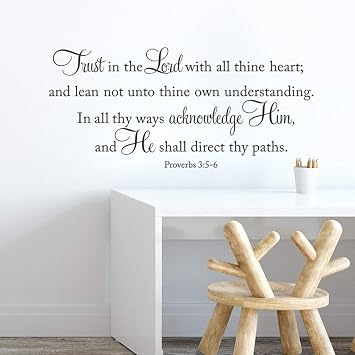 Bible Verse Scripture Inspirational Room Decor Quotes for Living Room Trust in The Lord with All Thine Heart Wall Decor for Bedroom Classroom Playroom Nursery