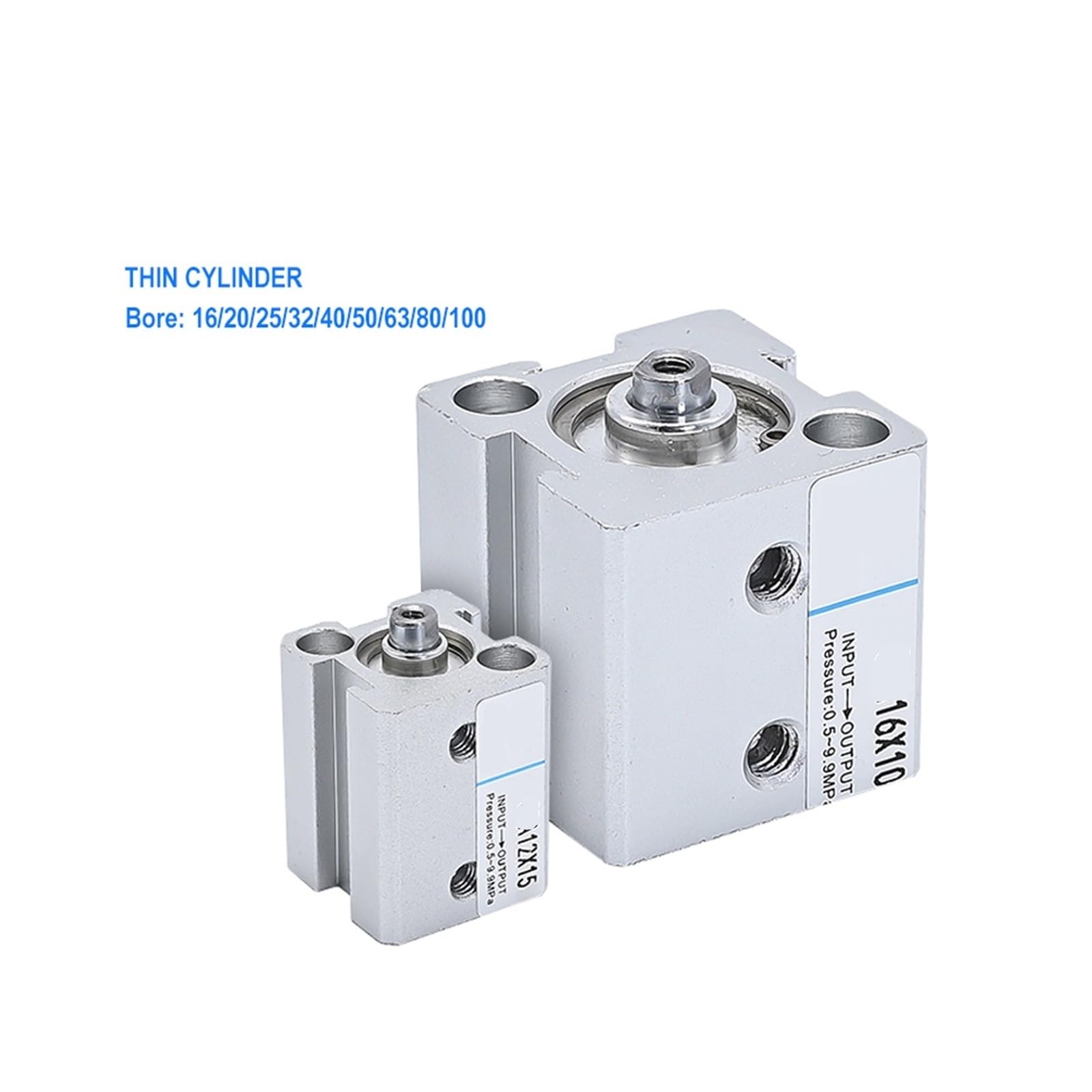 Vérin Pneumatique en Aluminium Fin Cylindre à Air fin sans magnétisme, 16 20 25 32 40 50 63-100mm, alésage x 5-100mm, pneumatique, course compacte, Double Action, aluminium(Stroke 5mm,BORE 16mm)