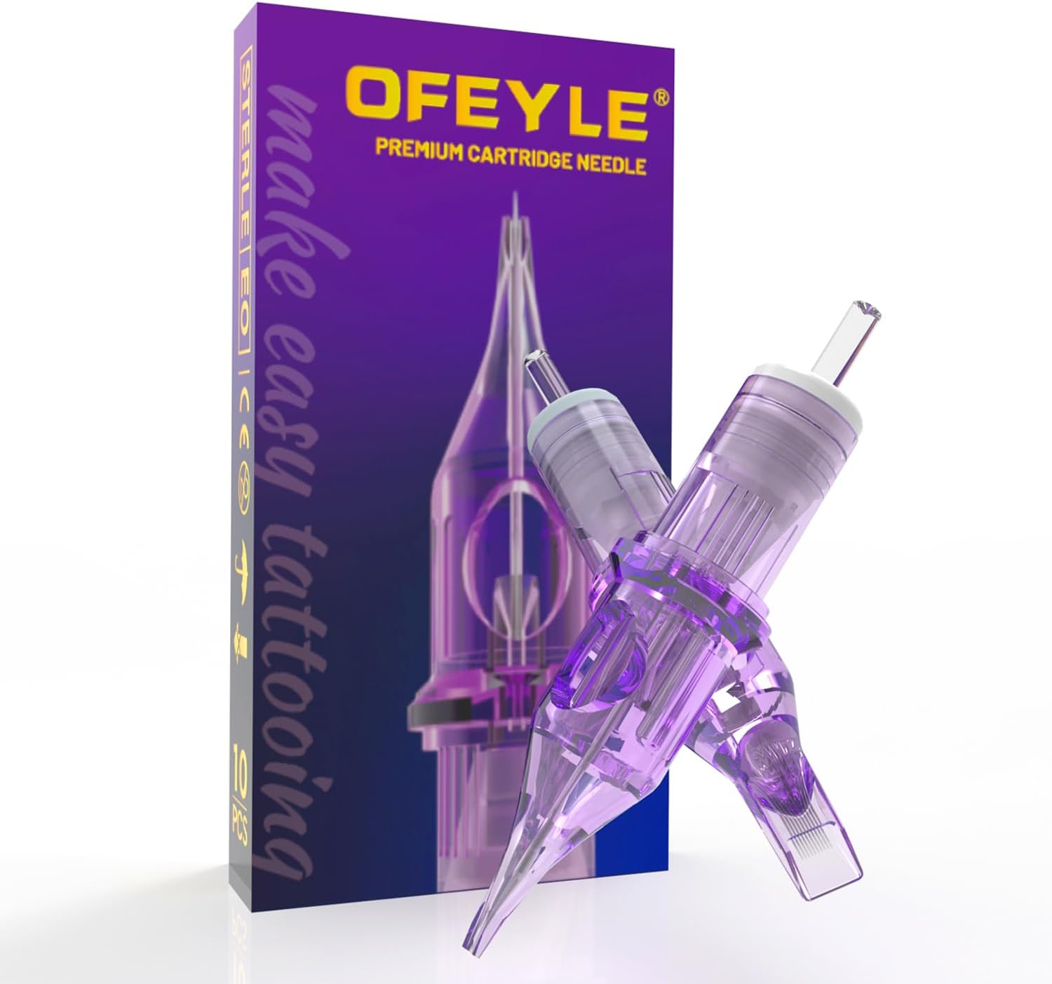 OFEYLETattoo Needles 10pcs Assorted Standard Size 3RL Disposable Tattoo Cartridge Needles with Membrane Round Liner Cartridges for Rotary Tattoo Pen Machine Gun Tattoo Supplies