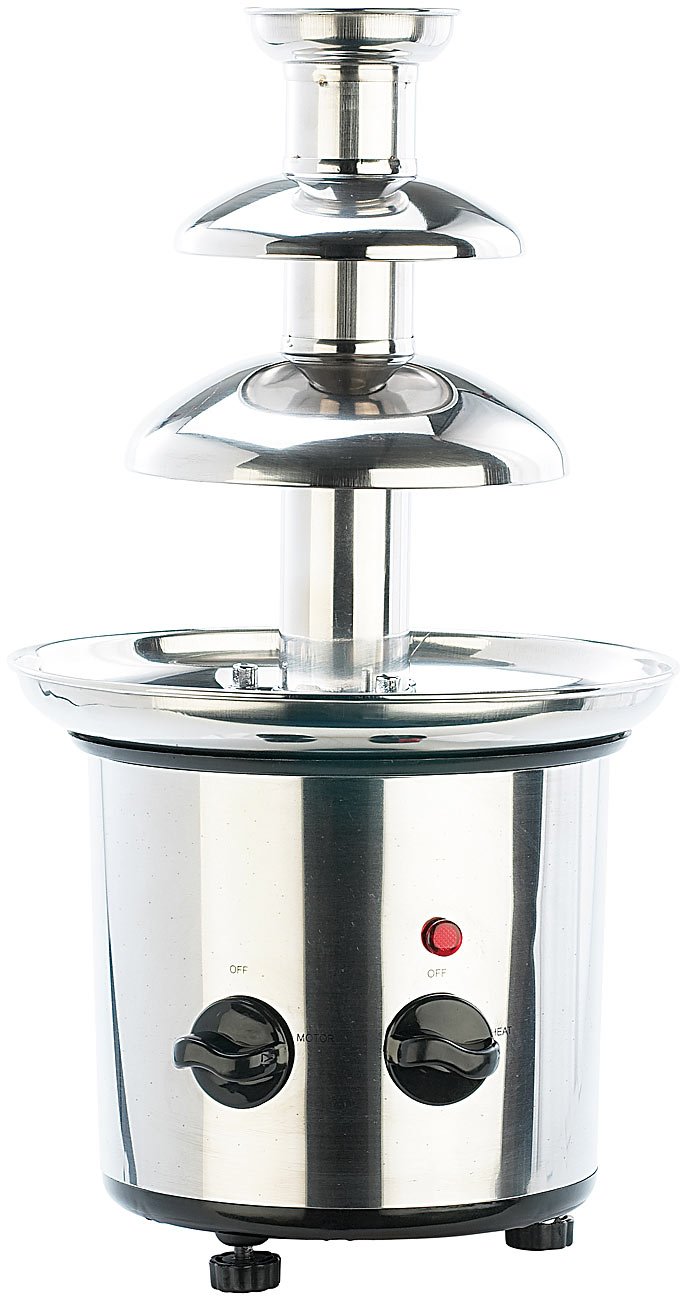 Rosenstein & Söhne Schokobrunnen: Schokoladen-Brunnen aus rostfreiem Edelstahl, 250 Watt (Chocolate Fountain, Schokobrunnen Set, Mini)