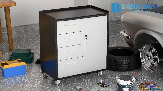 Amazon.com: BIZOEIRON Metal Storage Cabinet with Wheels, Rolling