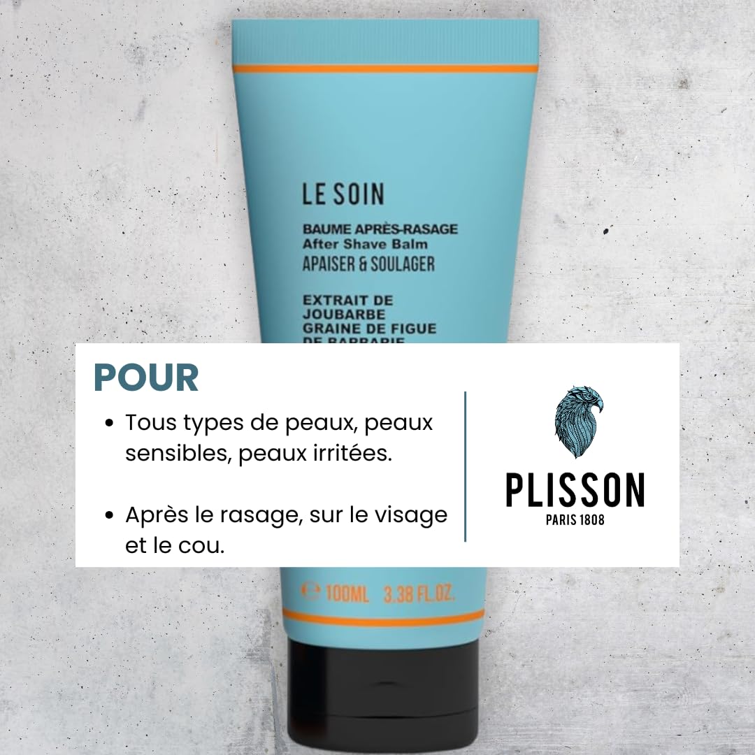 Plisson - Baume Après-Rasage Naturel - Tous Types de Peaux - 97% d’Ingrédients d’Origine Naturelle, Pensée Sauvage, Joubarbe, Grain de Figue de Barbarie et Aloé Véra - Fabrication Française - 100 ml