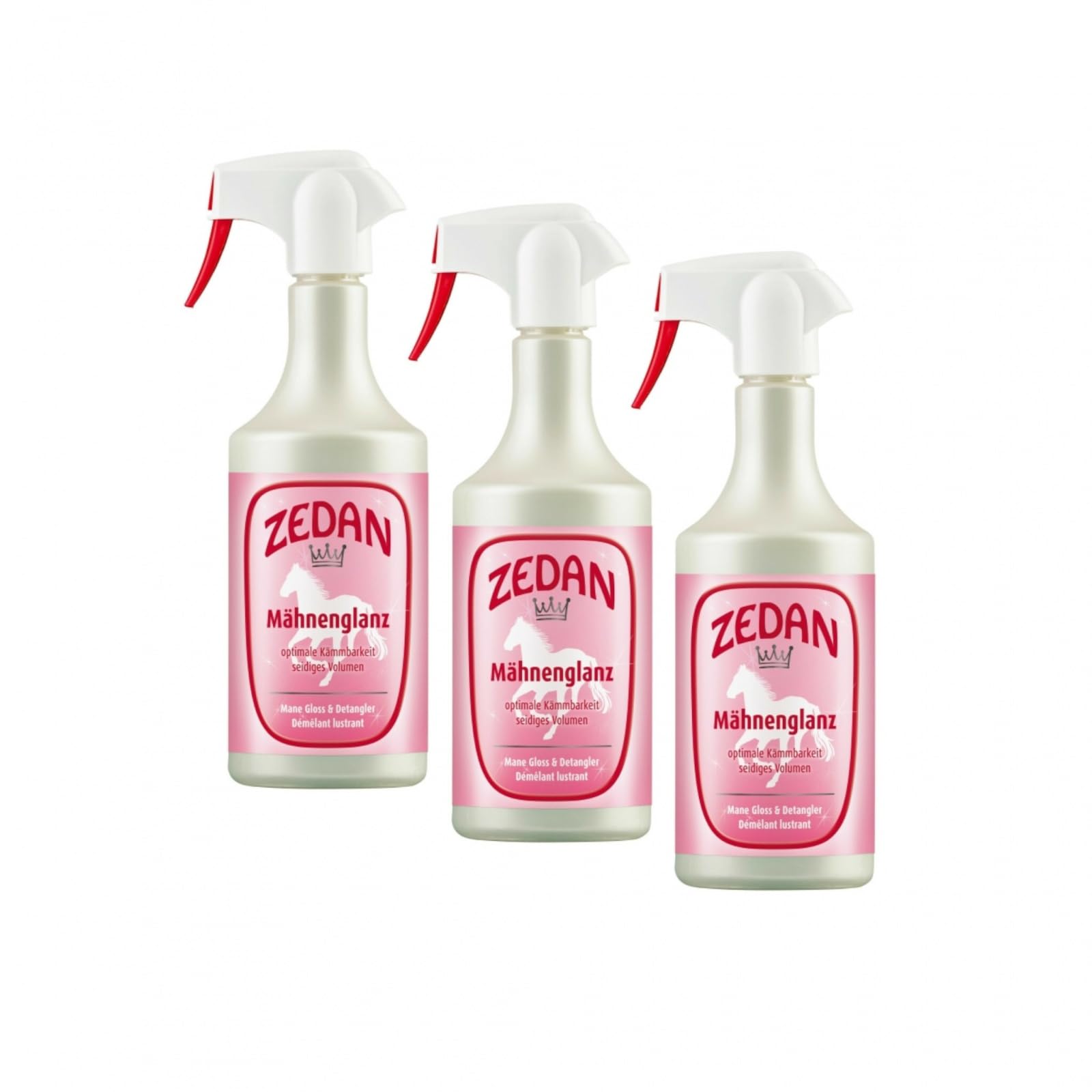 RL24 Zedan - Mähnenspray für Pferde | für seidigen Glanz & Kämmbarkeit | Schweifspray für Pferde | Pflege mit Provitamin B5 & natürlichem Vitamin E | 3 x 750 ml Spray (3er Set)