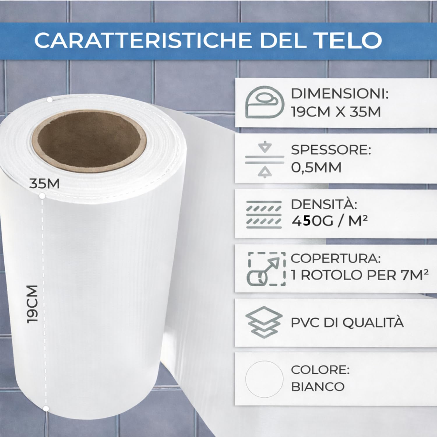 Frangivista Balcone Copriringhiera Bianco Recinzione 19 Cm x 35 M 400g/m2 Strisce Privacy Giardino PVC Versatile Impermeabile Antistrappo 25 Clip Protezione Resistente Raggi UV Frangisole