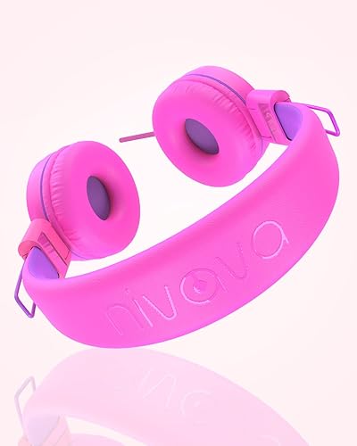 Miniatura 5 de NIVAVA Auriculares para niños, auriculares K8 con cable para niños con diadema ajustable, conector de 0.138in para la escuela, auriculares plegables