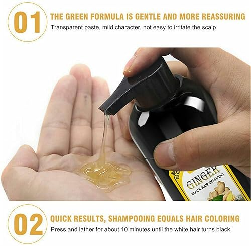 Miniatura 8 de Endxedio Champú para cabello rápido con tinte de jengibre natural, agente de materia de color de cabello negro instantáneo Último 30 días,para