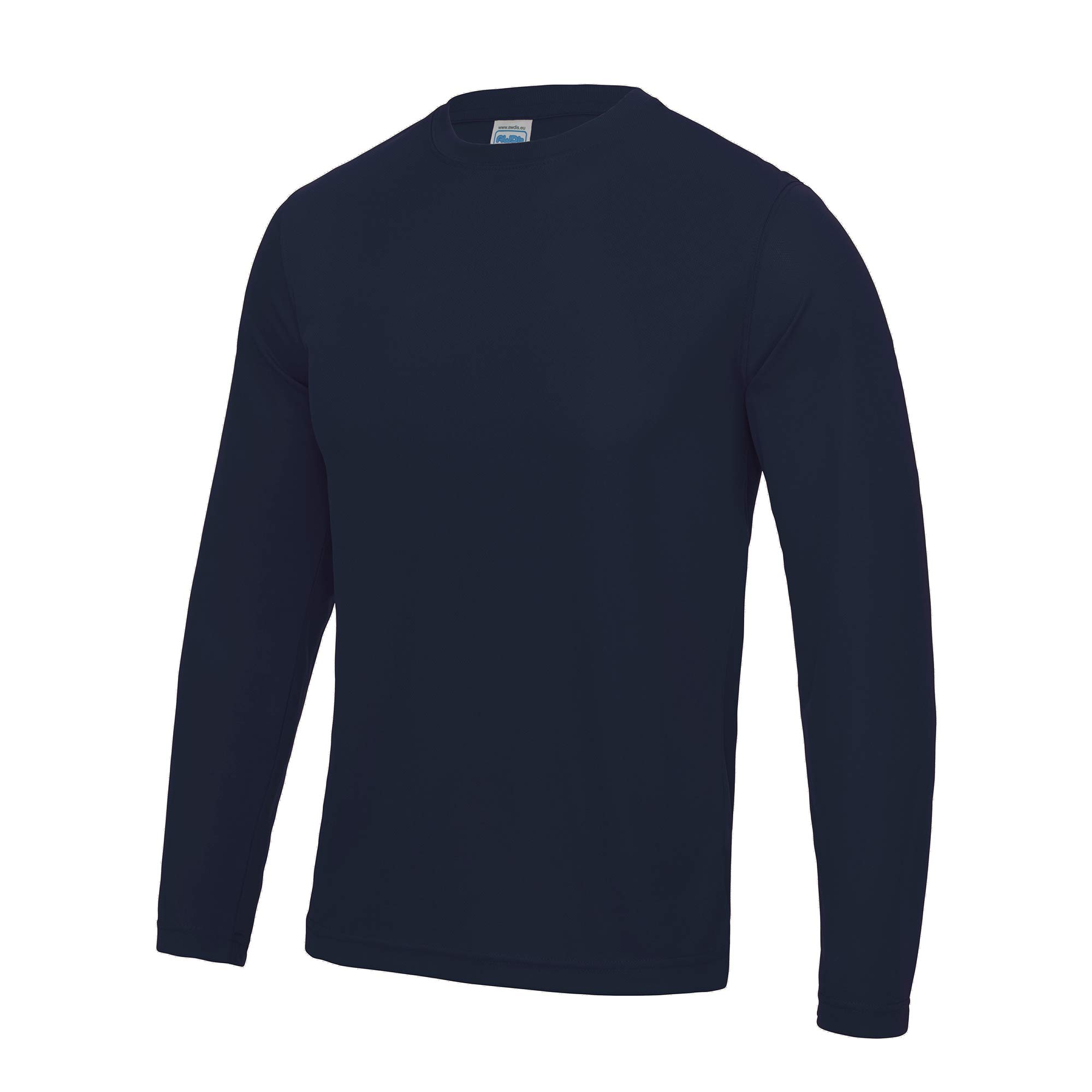 Just Cool Mens Long Sleeve Cool Sports Performance Plain T-Shirt (XL) (French Navy)