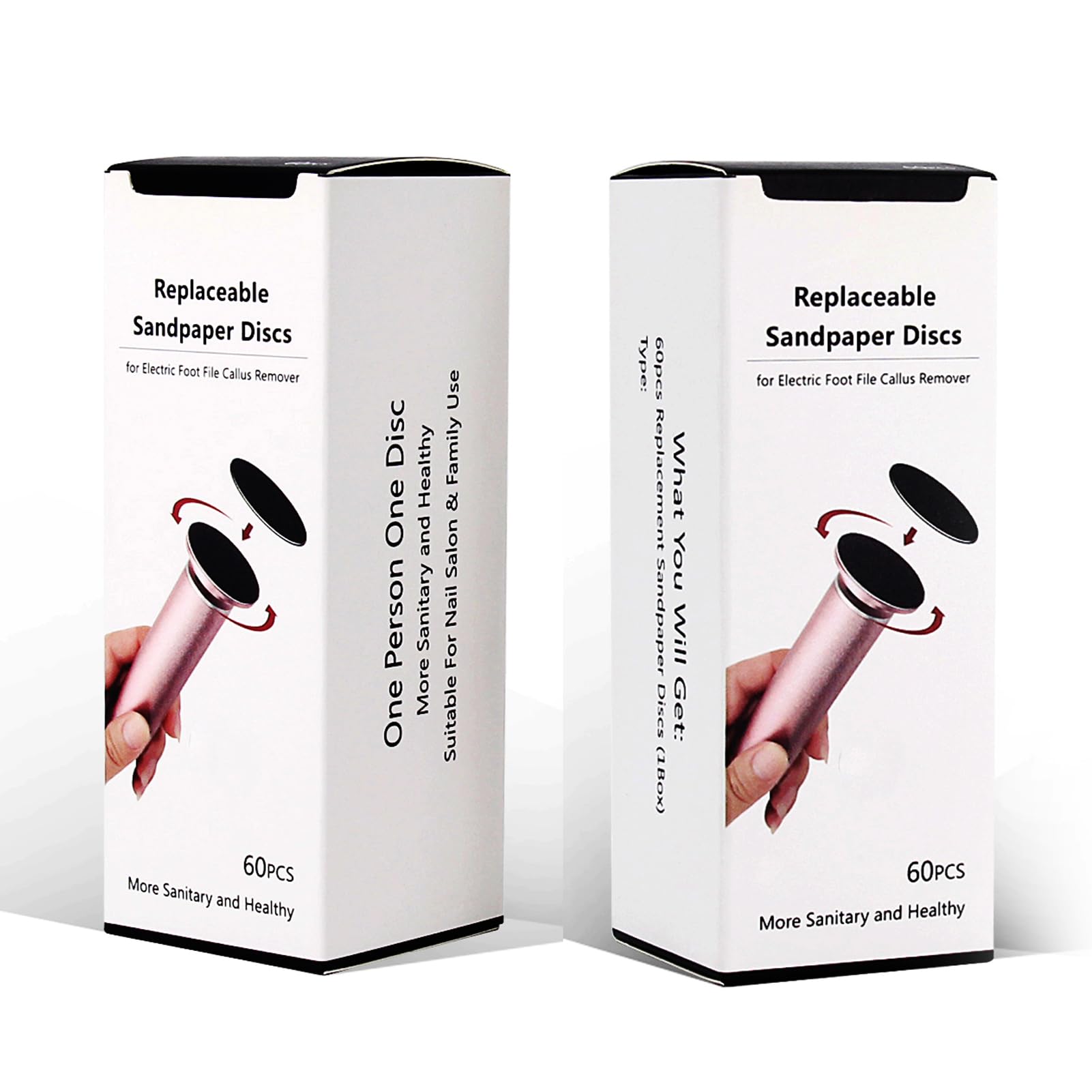 120pcs Foot File Sandpaper Discs Refill for Electric Callus Remover Dead Skin Removal (60pcs Rough 80 Grit + 60pcs Smooth 180 Grit)