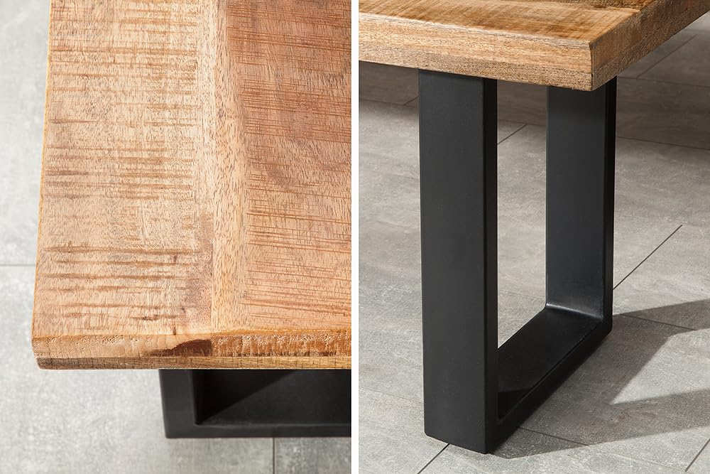 Riess Ambiente Design Sitzbank Iron Craft 170cm Mangoholz Eisen Industrial Design Küchenbank Holzbank Bank