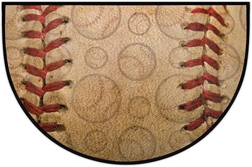 Miniatura 5 de FZDXZJJ Tapete deportivo de béisbol medio redondo, tapete de bienvenida de béisbol para puerta delantera, alfombra de área semicircular, alfombra de