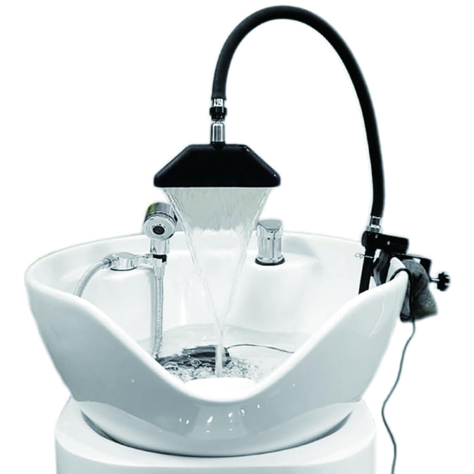Telaio di Circolazione dell’Acqua Head Spa per Shampoo – Rubinetto per Lavabo Spa Regolabile a 180° con Uscita a Cascata, Fissaggio Sicuro per Salone di Parrucchiere, Barbiere e Spa Professionale