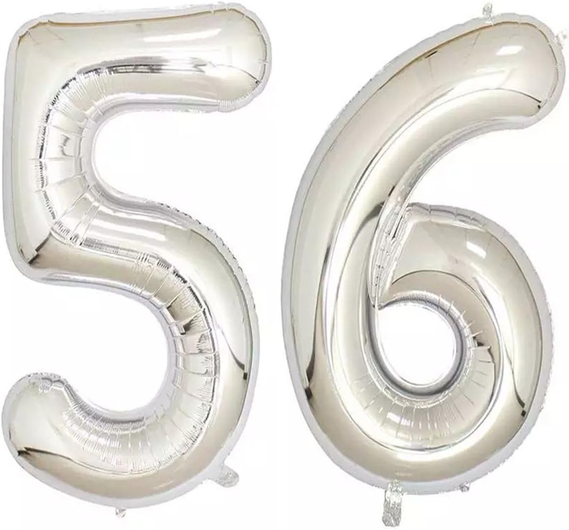 Amazon.com: 40inch Silver Foil 56 Helium Jumbo Digital Number Balloons ...