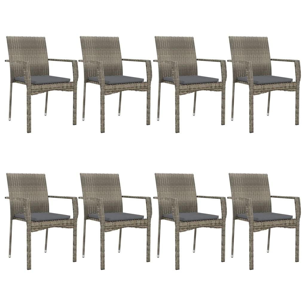 Conjunto Mesa y sillas Jardin 9 Piezas Mesa y sillas terraza Conjunto Jardín Exterior de Ratán Muebles Jardín Exterior Resistente a la Intemperie-Gris-9 pzas Tipo 4