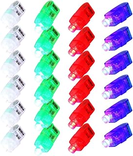 Toyvian Fingers 24pcs Finger Lights LED Finger Ring Glow Sticks Light Up Toys Party Favors Flashlights Novelty Toys for Kids, Adult, ( Random Color ) Finger Lights