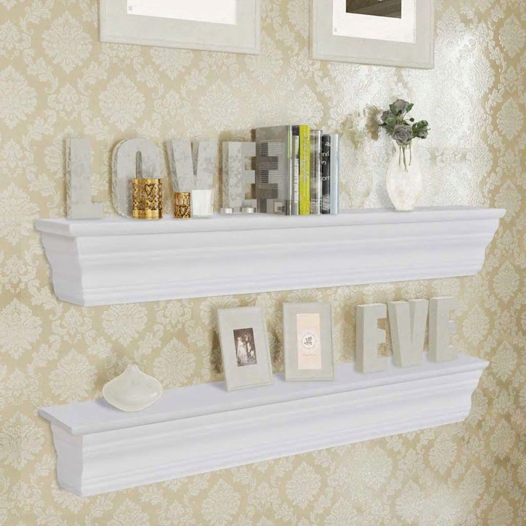 estanterías de Pared Blancas Aaliyah 2 Unidades, Estanteria Pared, Estanteria Baño, Balda Pared, Baldas Flotantes, Estante Cocina, Baldas Cocina,