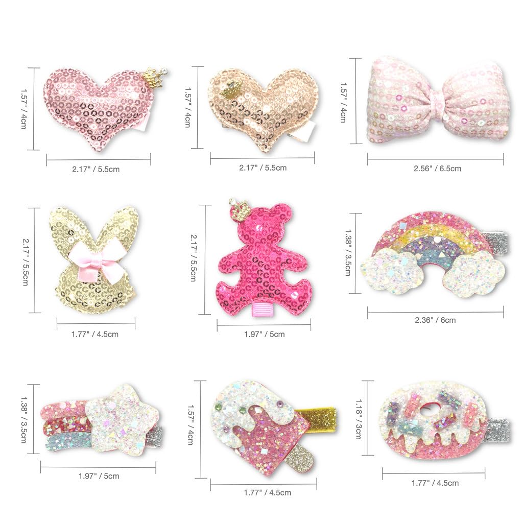 Glitter Hair Clips for Girls Accessories - 9 Pcs Sparkly Rhinestones Non-Slip Alligator Clip, Hair Barrettes for Women, Baby Girls Hair Accessories for Little Kids, Children & Teens image 2
