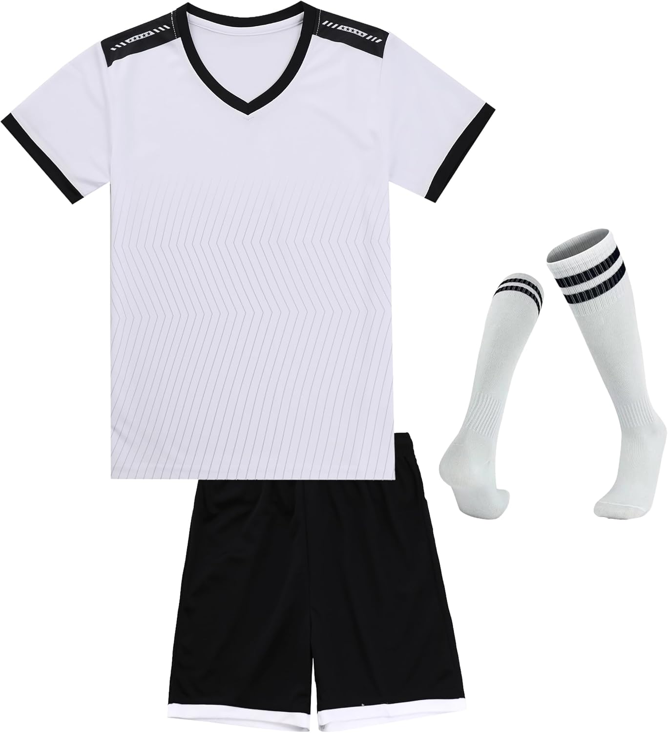 Hiheart Boys Quick Dry Soccer Jersey and Shorts with Socks Football Team Uniform