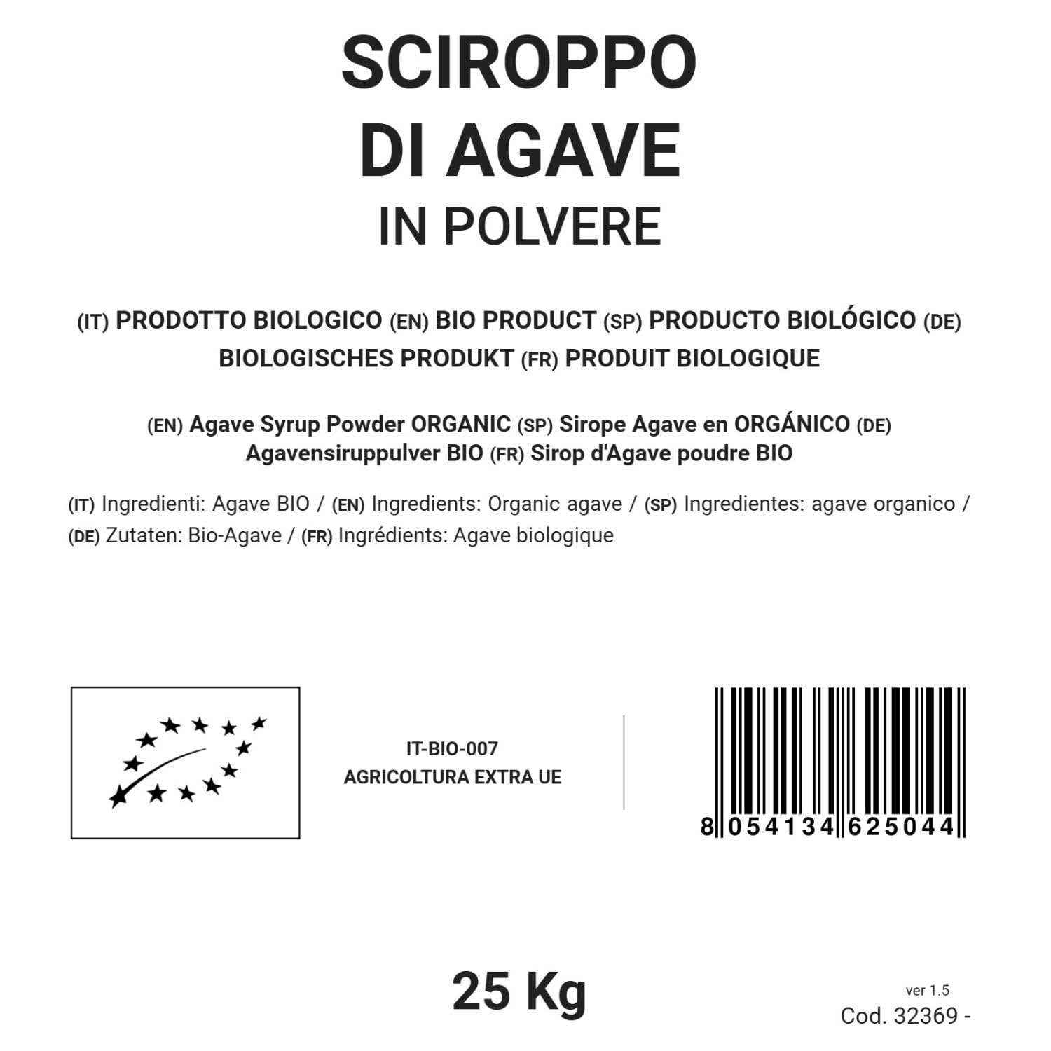 Bongiovanni Bontà Naturali Sirop d'Agave en poudre 25kg BIO