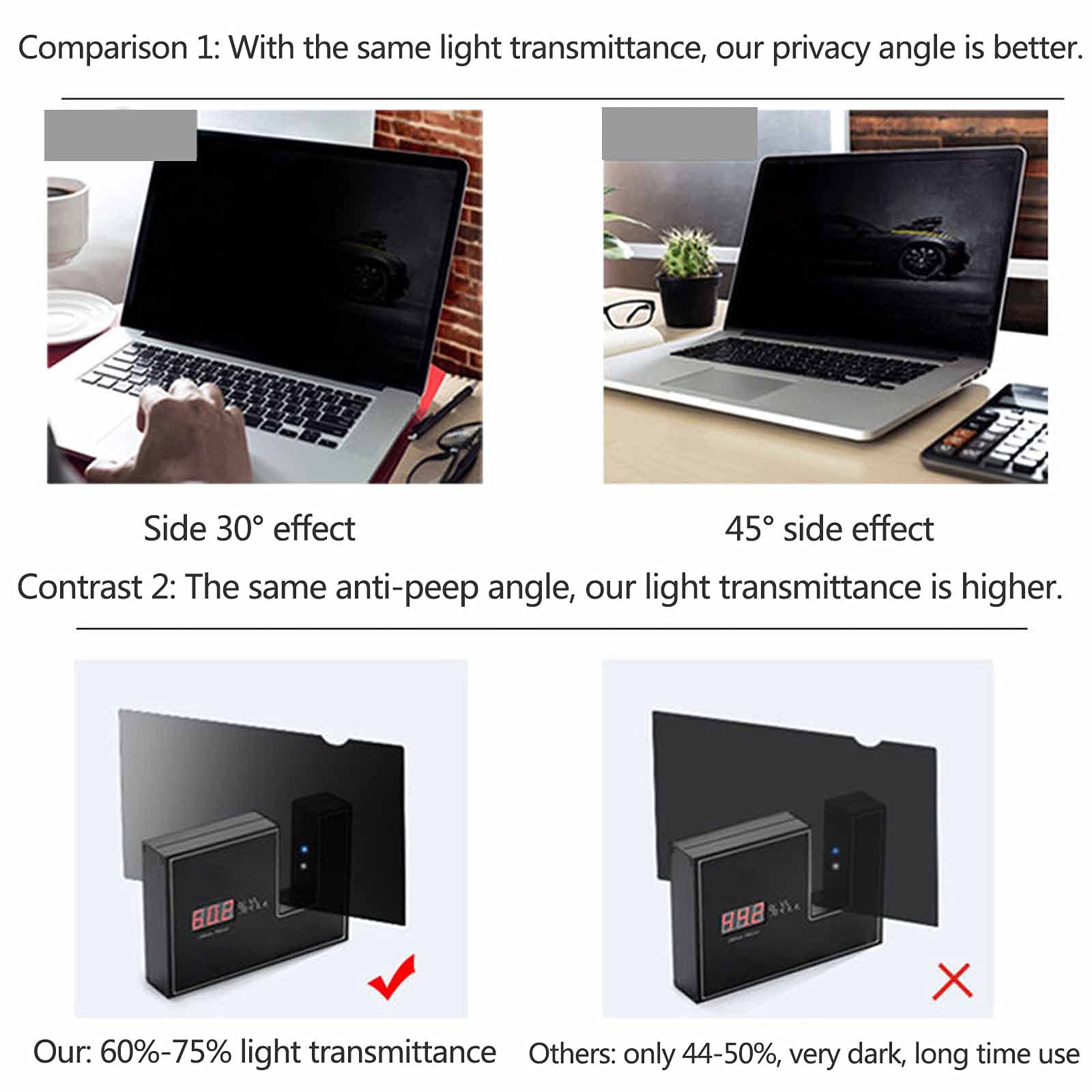 Pellicola Protettiva per Schermo del Computer, per Display Widescreen, Filtro Privacy per Notebook, antiriflesso, HD, Facile da installare, 24 Pollici(17 Pollici (367 * 229)