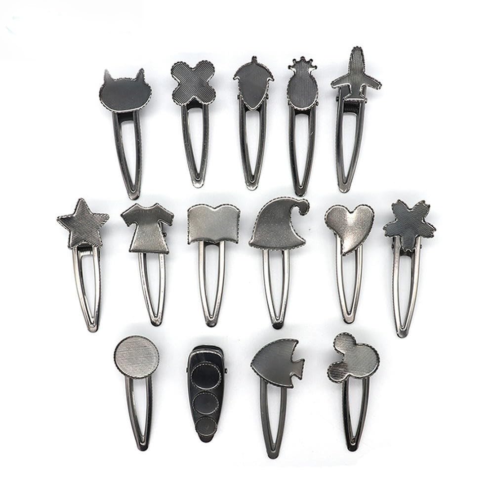 75*30MM 50 Uds. Pinzas de Metal para el cabello con forma de gato, bandeja, pasadores para el cabello, horquillas para el cabello con bandeja en blanco, bandejas de configuración de bisel redond