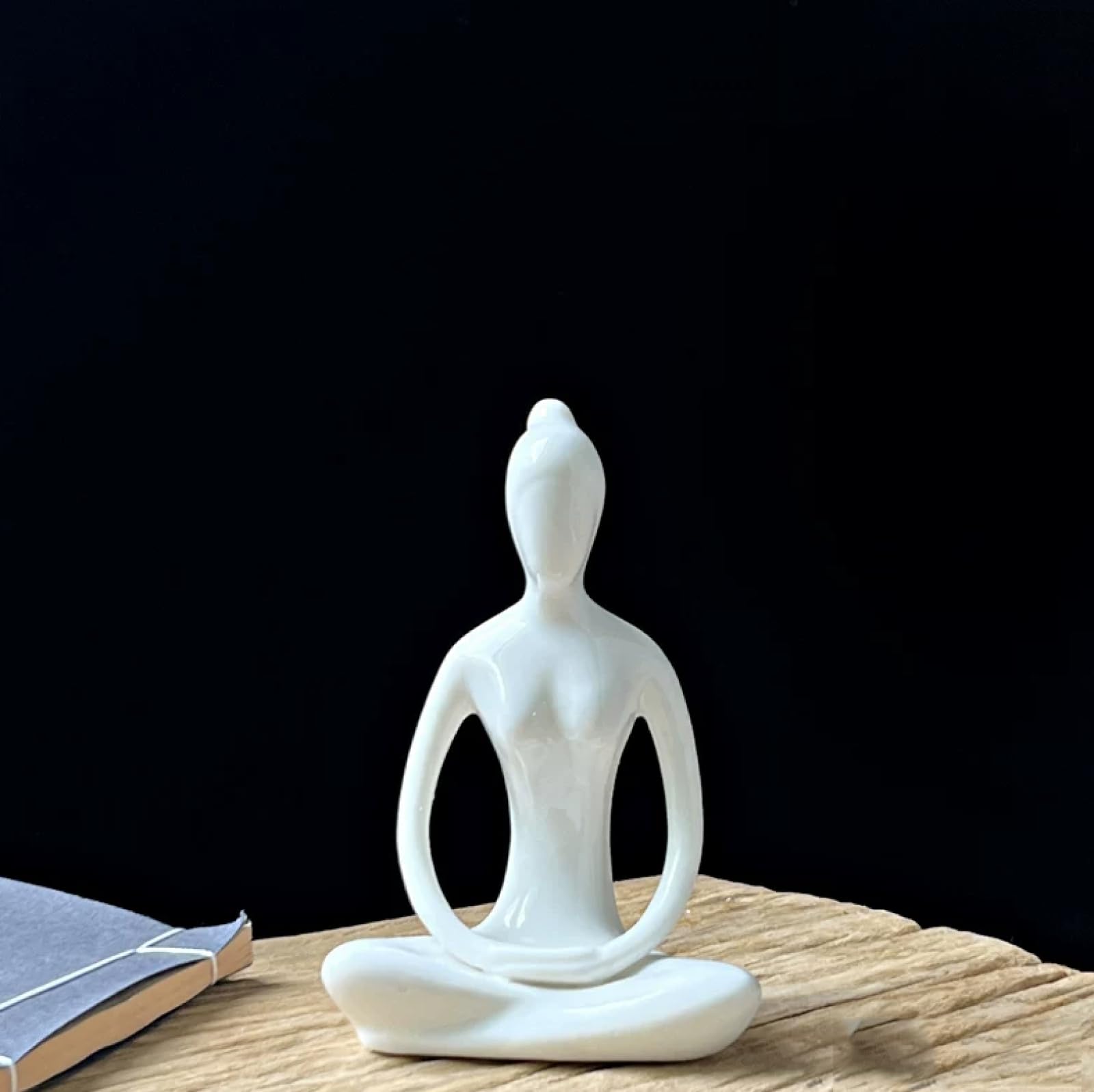 DECRZPB Ceramic Ornament White Yoga Woman Figurine Handcrafted Sculpture Arts Home Office Desktop Decor Wedding Gift