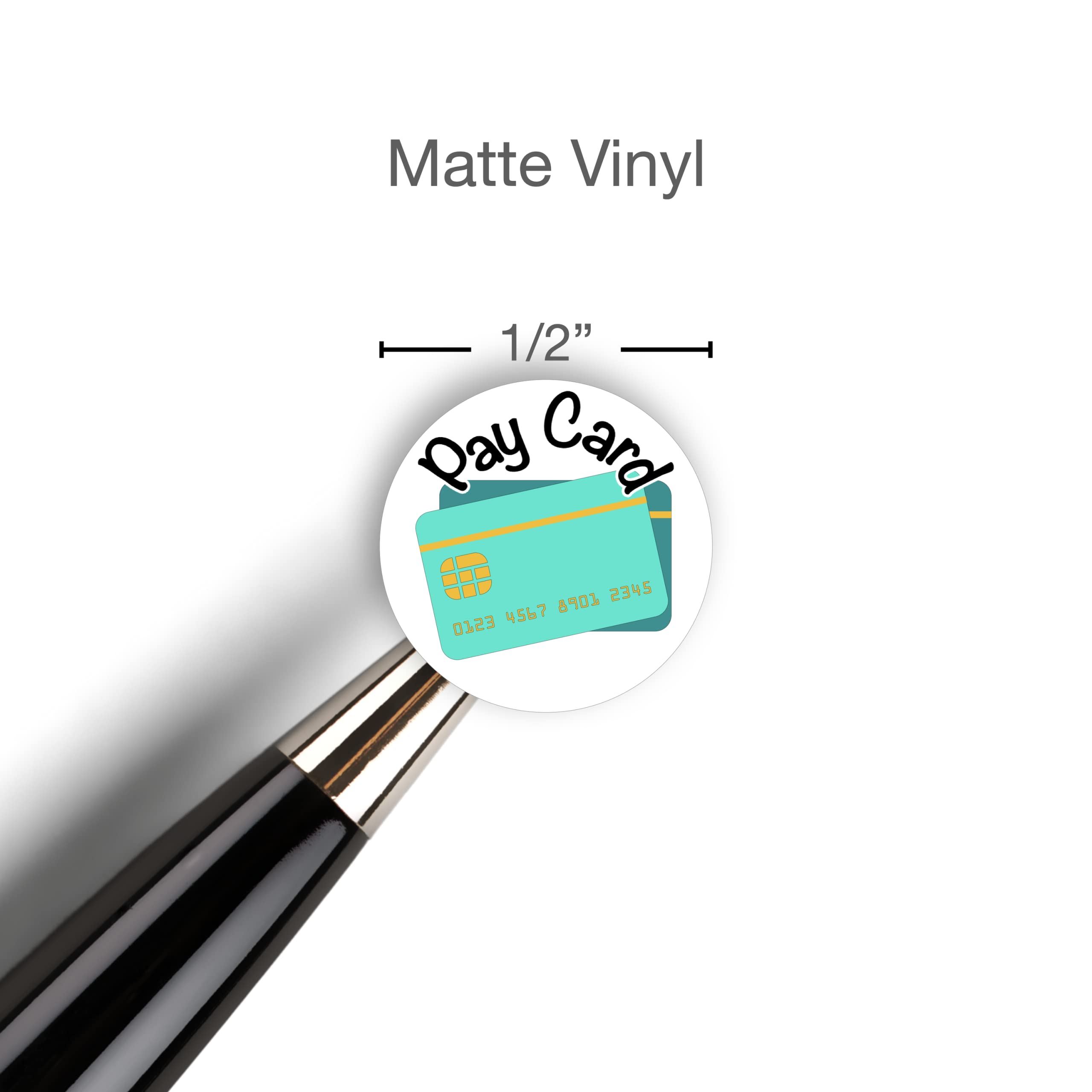 Pay Credit Card Planner Stickers/Pay Day / 54 Fun Vinyl Stickers (1/2”) / Budget Bills Work Financial/Essential Productivity Life Planner Stickers/Bujo Bullet Journaling (1 Sheet, Matte Vinyl)