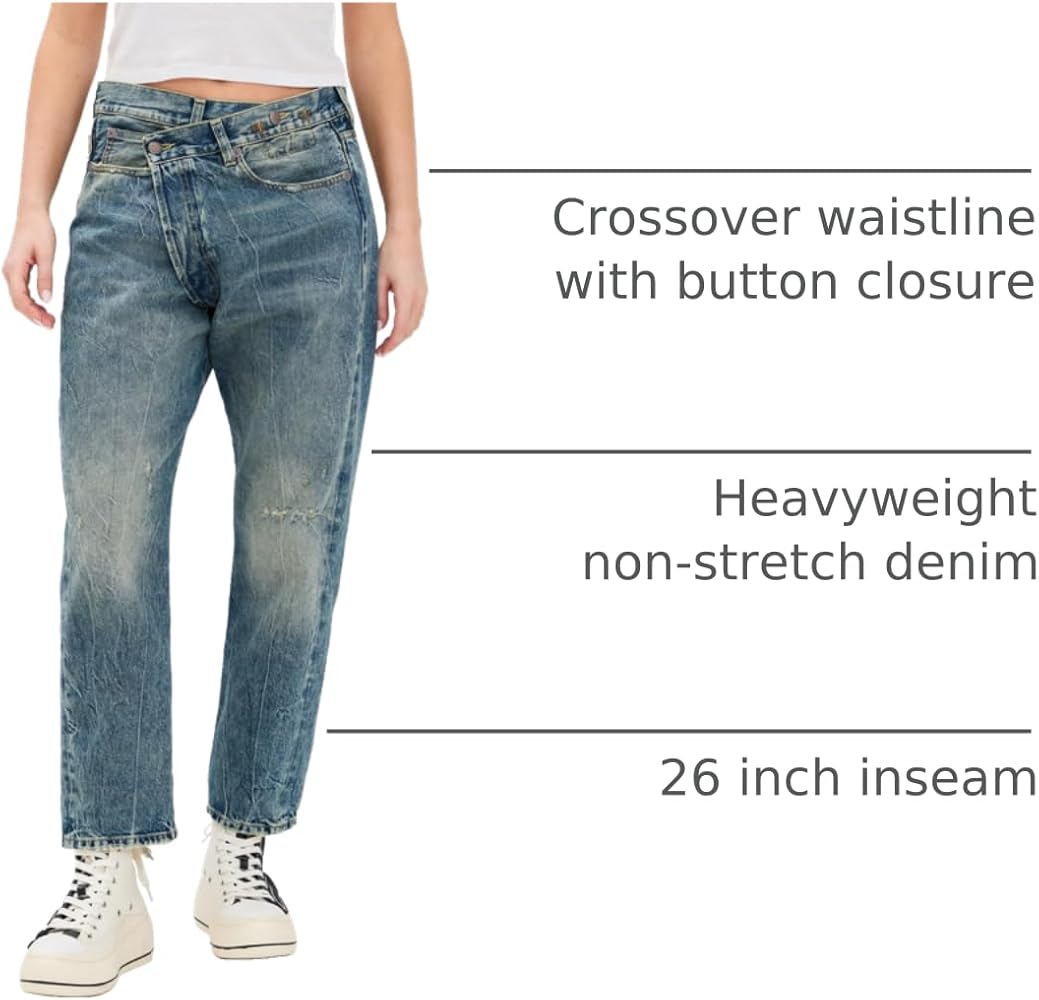 R13 Women's Cross Over Jeans, Kelly, Blue, 24 at Amazon Women's