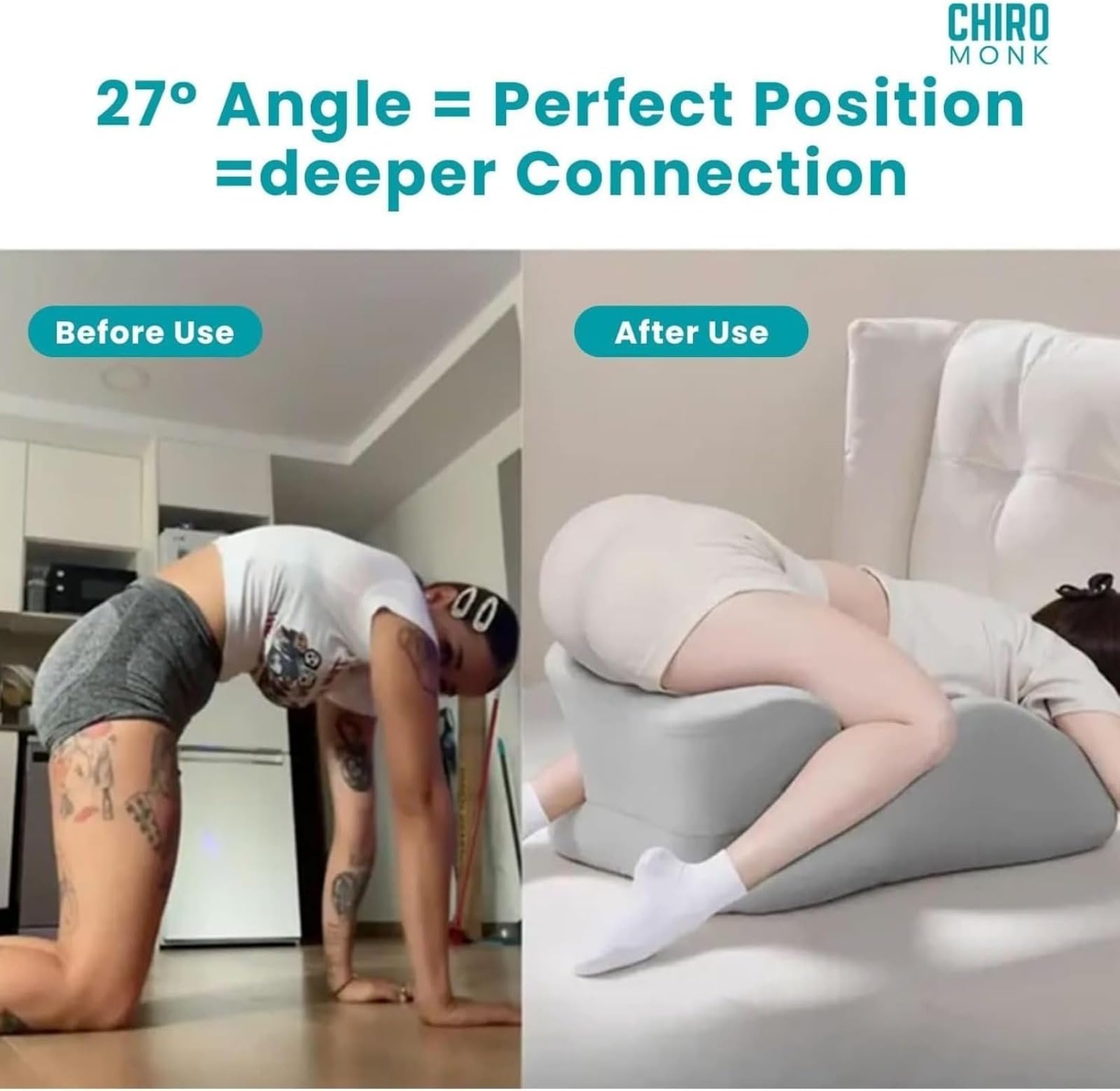 Generisch Cuscino Liborah con inclinazione di 27° per intimità, ergonomico in memory foam con custodia in bambù lavabile, supporto per colonna vertebrale e schiena seduti e sdraiati