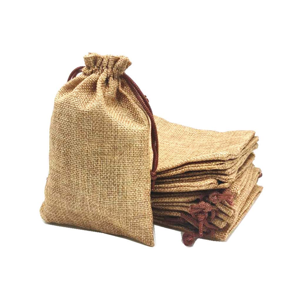 LYSXP50PCS Burlap Bags with Drawstring?3x4 inch Drawstring Gift Bag Jewelry Pouches for Wedding Party Favors, DIY Craft, Christmas,Presents (Coffee, 3x4Inch)