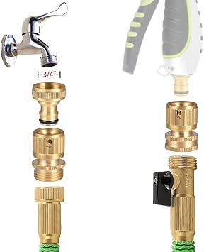 Hydrogarden Garden Hose Quick Connector Brass Hose Quick End Connector Garden Hose Nozzle Connect Kit, Quick Disconnect Hose Fittings Male and Female(BSP)
