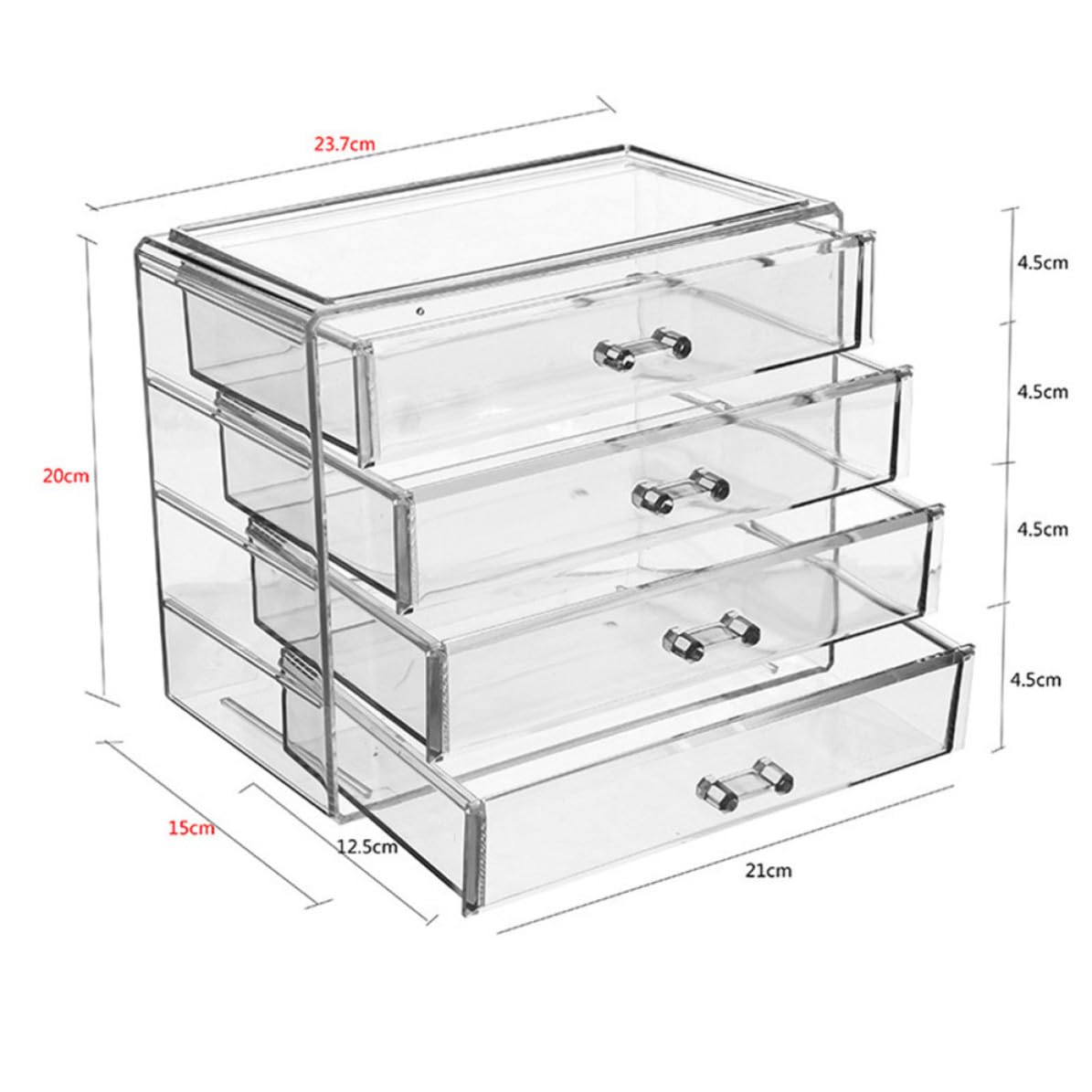 Ciieeo Kosmetikaufbewahrungsbox aus Acryl mit Vier Schubladen, Transparent