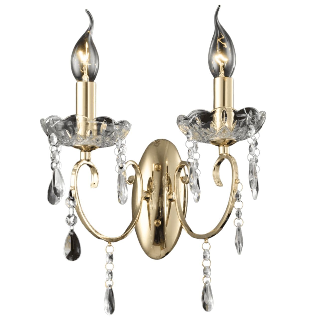 KosiLight – barroco lámpara de pared – 2 luces de cristal oro Pavia