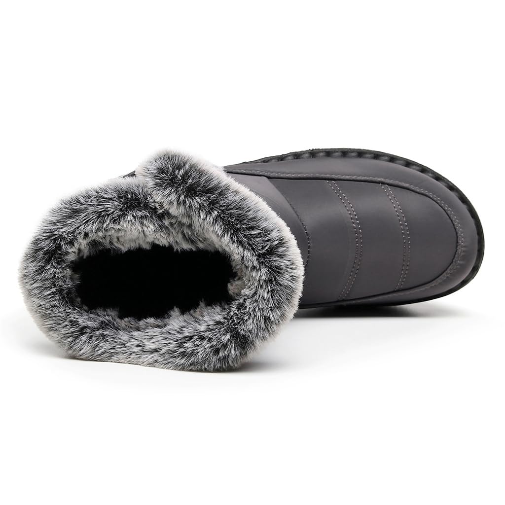Damskie śniegowce, ciepłe buty zimowe, uniseks, z krótką cholewką, kozaki outdoorowe, na kemping, wędrówki, zimowe botki, Szary 39, 35 EU