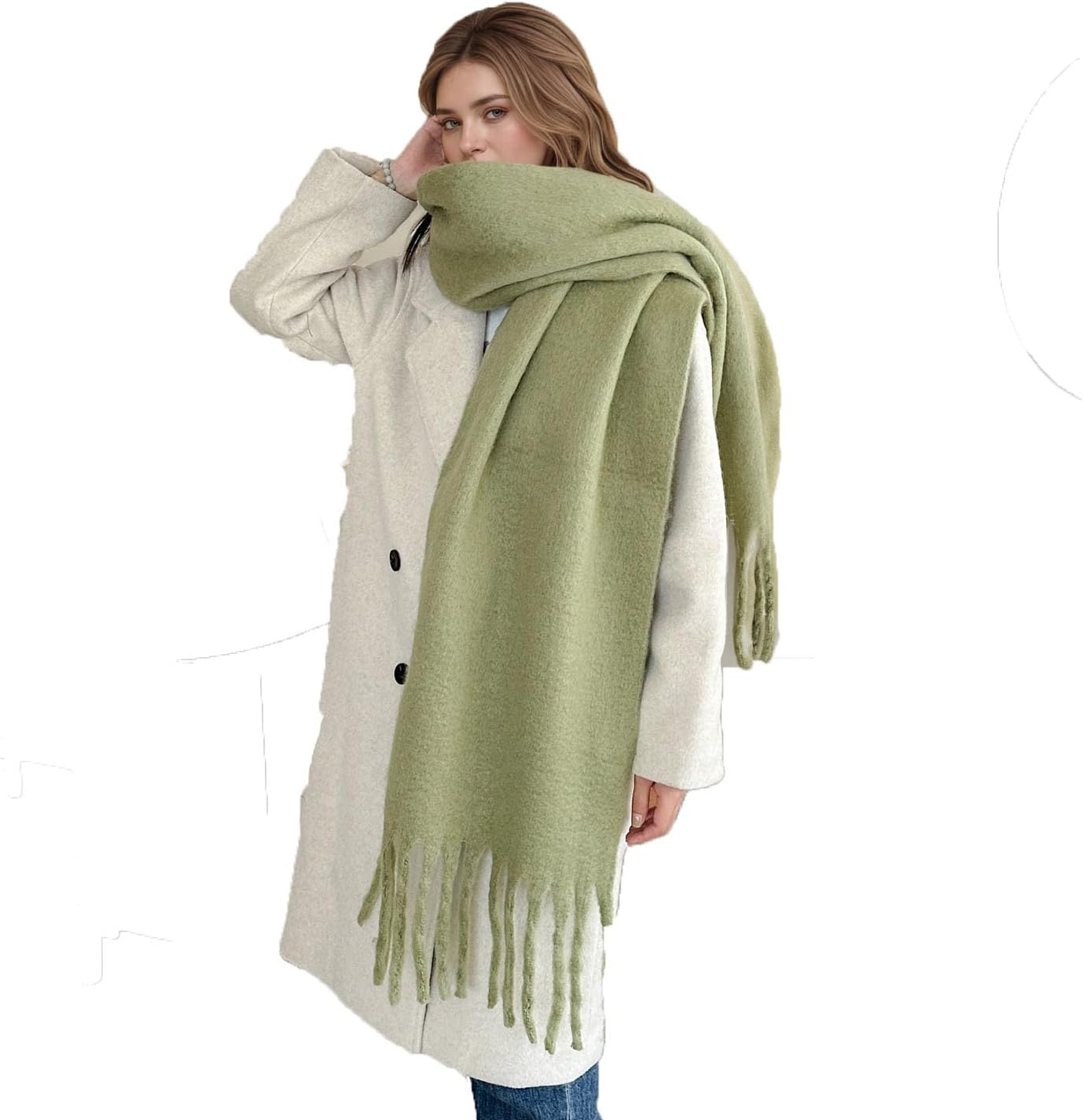 Women's Winter Scarfs, Mohair Vintage Scarf for Women and Men, Large Chunky Scarf Cashmere Feel Blanket Wrap