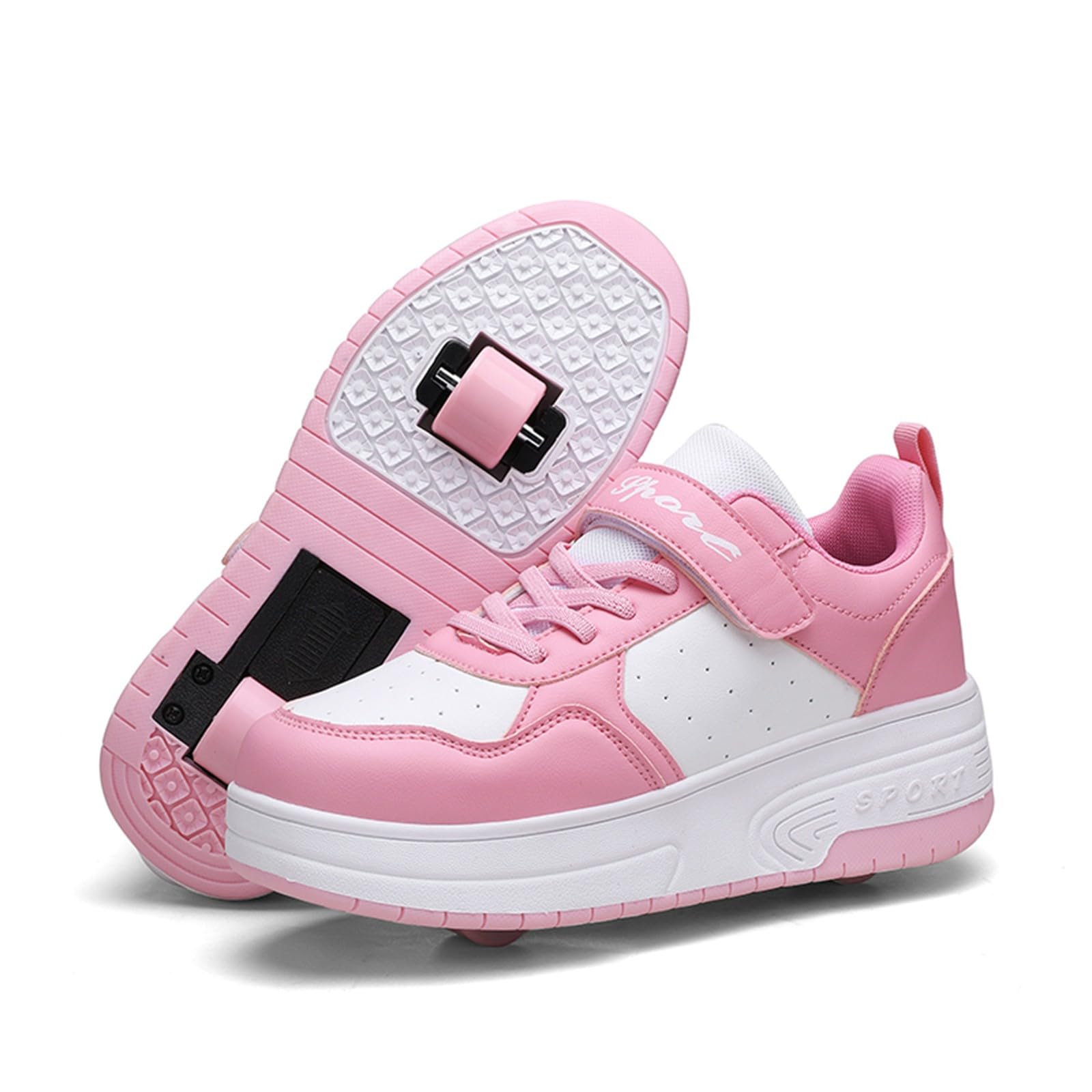 Générique Scarpa Bambino Scarpe per Bambini Suole Spesse, Solette Alla Moda con Ruote Pattinaggio Automatico Basket Ragazza