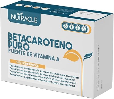 Nutracle Betacaroteno 160 comprimidos | Suplemento de Beta-Caroteno y Cobre para un Bronceado Intenso | Apoyo para la Vista Alta Concentración de Pro Vitamina A