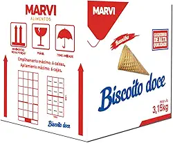 Casquinha de sorvete ou cone trufado Biscoito Doce Marvi 300un