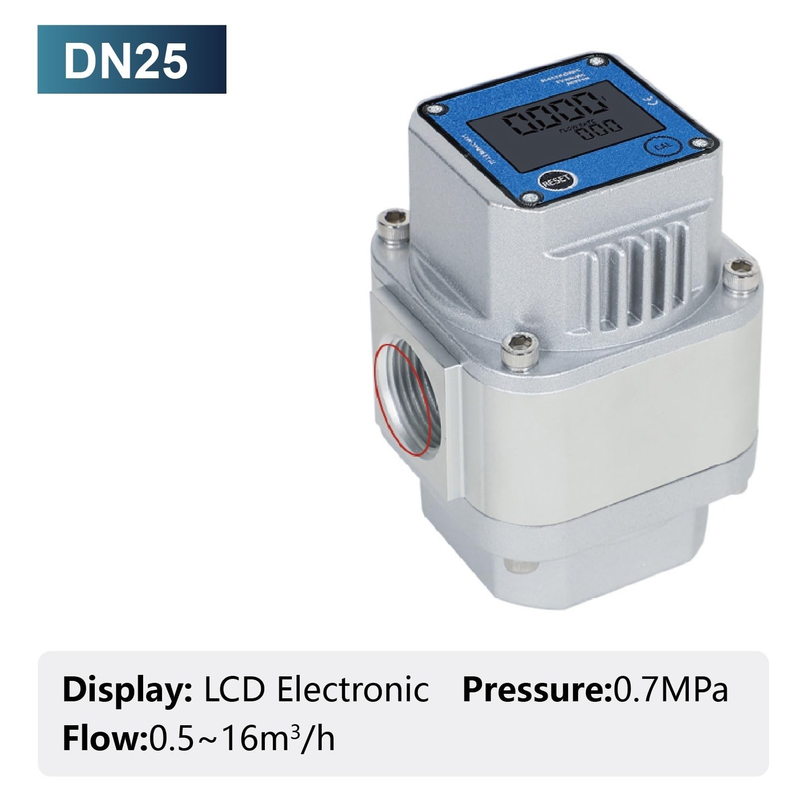 Medidor de Flujo Digital Medidor de Flujo Gas Digital Roots Alta precisión, Pantalla LCD, instantáneo DN15 DN25 for Natural LPG, comprimido(DN25)