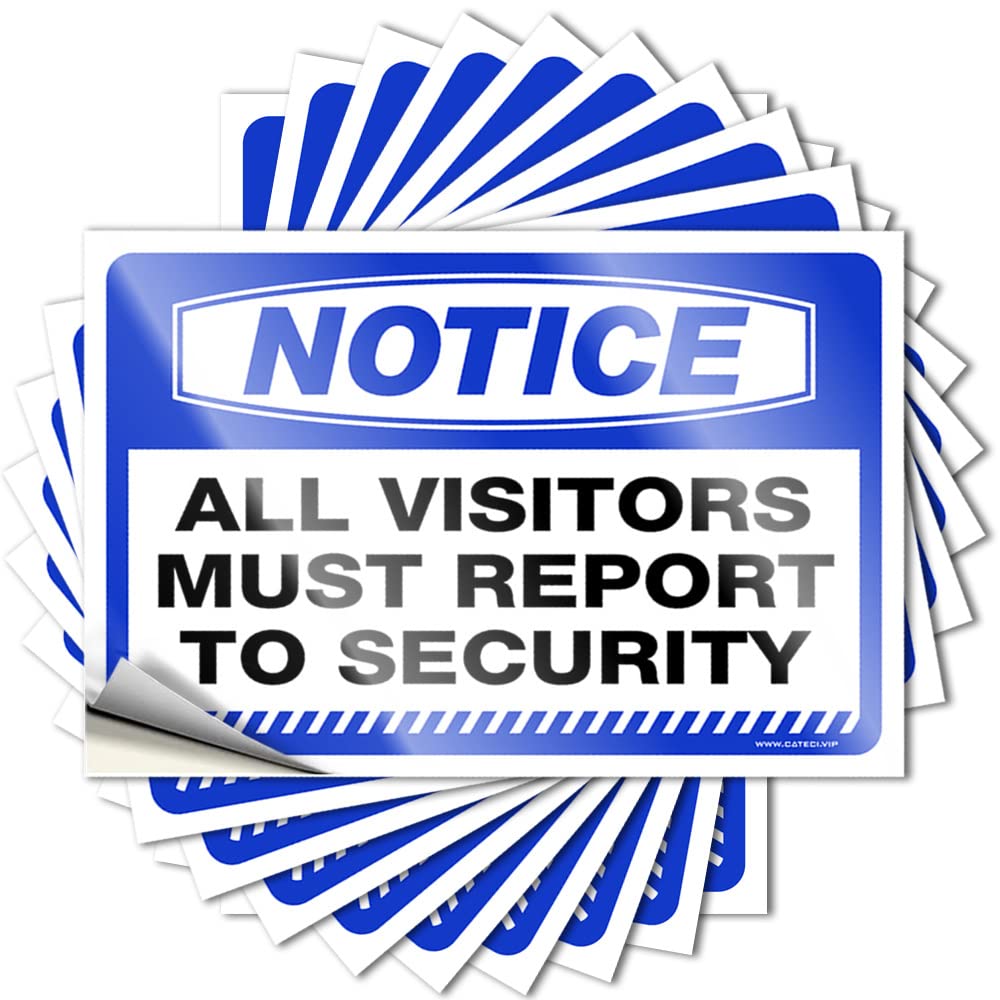 Funny Bumper Sticker Notice All Visitors Must Report to Security Stickers 10 Pcs Car Accessories Funny Signs for Home Bar(8X12CM)