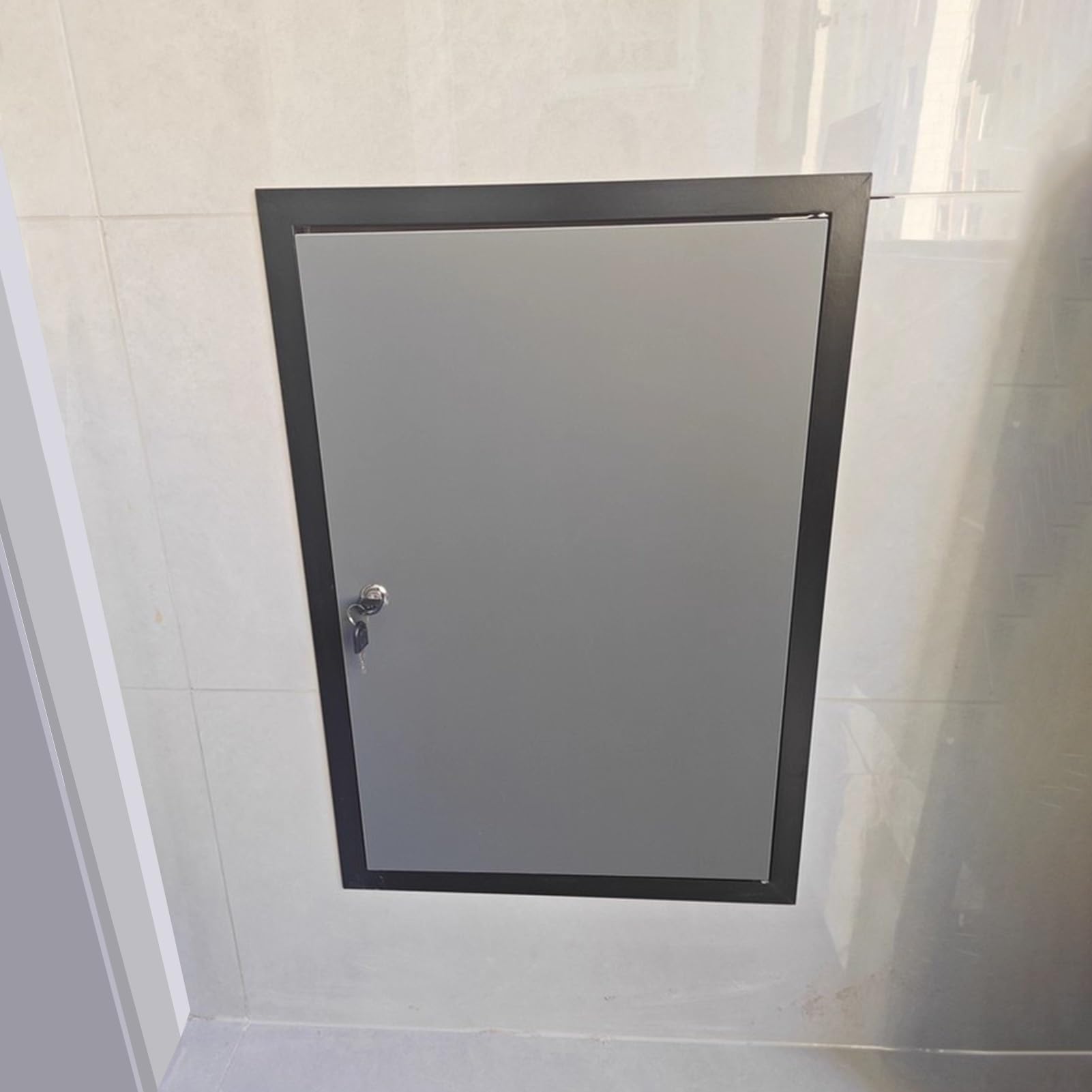 Egzasdi Wxh Access Panel Inspection Hatch Easy Access Doors, Lockable Access Panel For Drywall Grey & Black, Sealed Waterproof Inspection Hatch(60X60cm(24X24in))