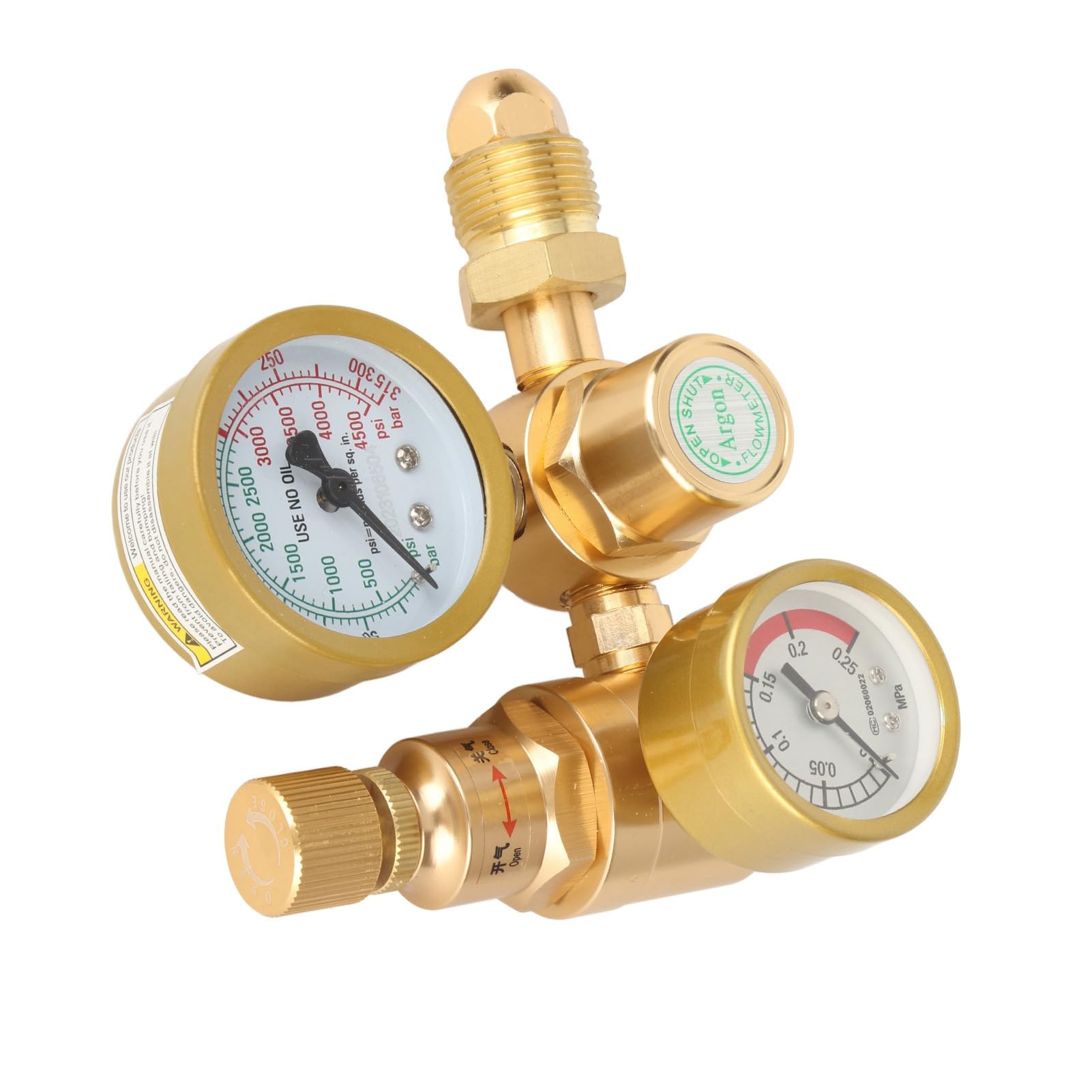 Regolatore Flussometro CO2 Argon, Doppio Manometro, Regolatore Gas per Saldatrici MIG TIG, Ingresso 0 4500 Psi, 1 Uscita 4 Pollici, Filettatura Maschio G5 8 Pollici, Portata