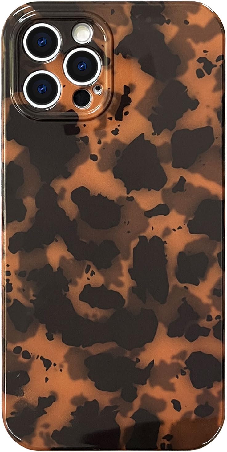 Abbery for iPhone 12 Pro Case Tortoise Shell Cheetah Leopard Print Cute Trendy Animal Camo Pattern Design Soft TPU Protect...