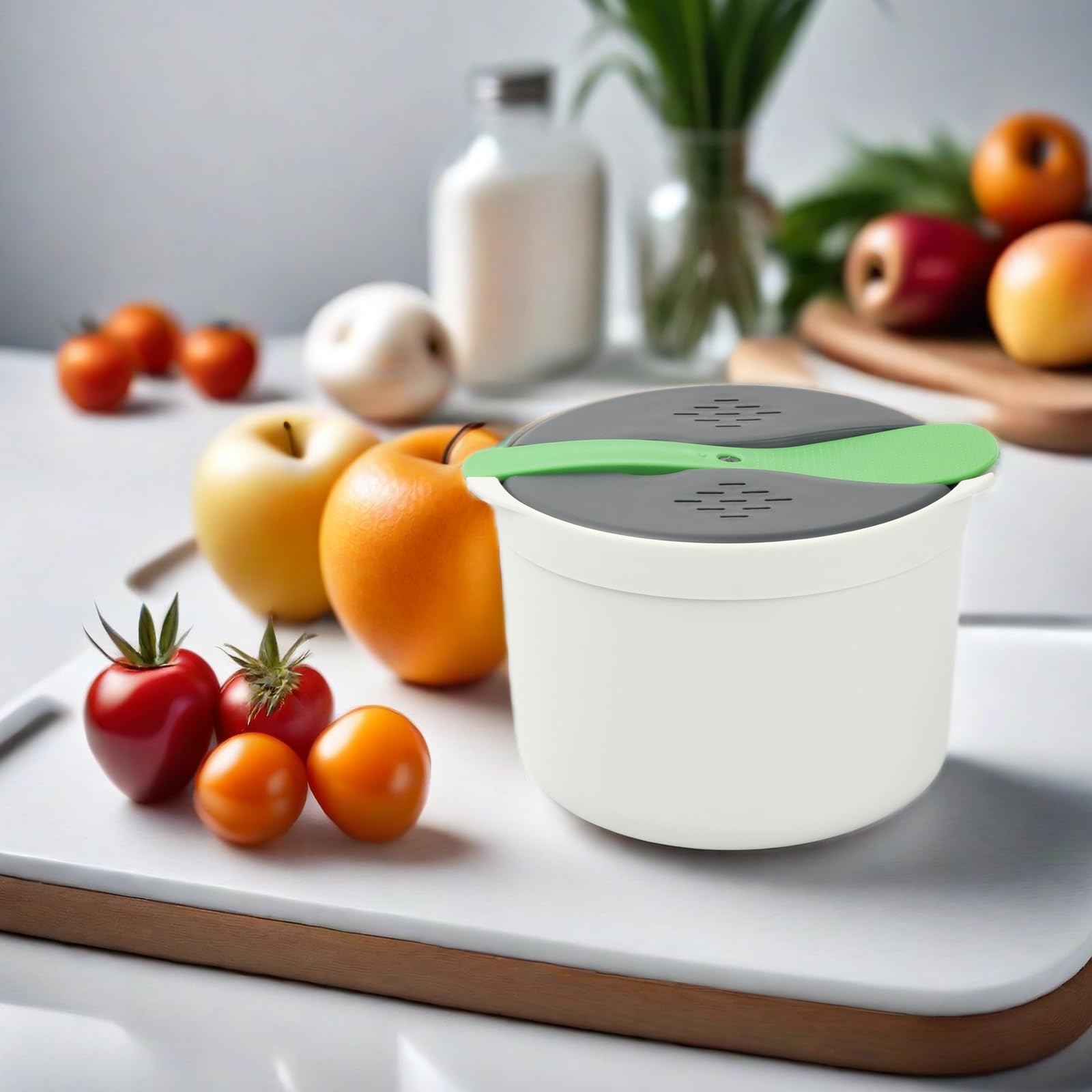 Cuociriso Microonde, Fornello per Riso a Microonde, Cuocere per Riso a Microonde, Cuocipasta a Microonde con Coperchio del Filtro e Cucchiaio Pentole la Cottura di Cereali Pasta Verdure, Verde 2 L